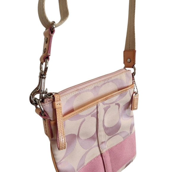 Coach Pink and Cream Crossbody Bag with Leather Trim - Picture 2 of 16